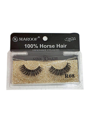 Maroof Mink 3D Hair Handmade Eyelashes, R08 Black, Black